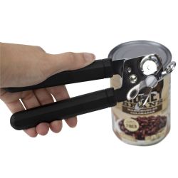 24 pieces of Home Basics Stainless Steel Manual Handheld Can Opener With Long Smooth Grip Rubber Handles, Black