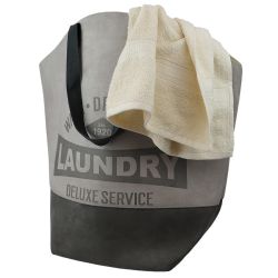 6 pieces Home Basics Deluxe Service Wash Dry Fold Canvas Laundry Tote, Grey - Laundry Baskets & Hampers