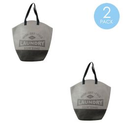 6 pieces Home Basics Deluxe Service Wash Dry Fold Canvas Laundry Tote, Grey - Laundry Baskets & Hampers