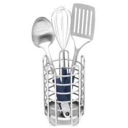 6 pieces of Michael Graves Design Simplicity Freestanding Steel Utensil Holder With Perforated Bottom, Satin Nickel