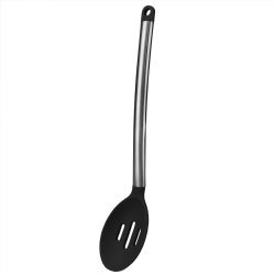 24 pieces of Home Basics Stainless Steel Slotted Spoon With Nylon Head, Black