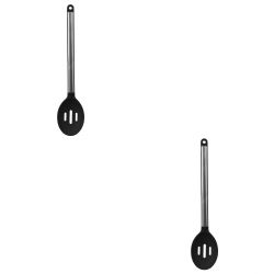 24 pieces of Home Basics Stainless Steel Slotted Spoon With Nylon Head, Black