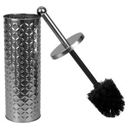 12 pieces of Home Basics Embossed Stainless Steel Toilet Brush Holder, Silver