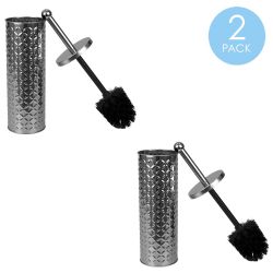 12 pieces of Home Basics Embossed Stainless Steel Toilet Brush Holder, Silver