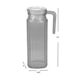 12 pieces of Home Basics Embellished Glass 1 Lt Decorative Beverage Pitcher With NO-Mess Pouring Spout And Solid Grip Handle, Clear