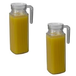 12 pieces of Home Basics Embellished Glass 1 Lt Decorative Beverage Pitcher With NO-Mess Pouring Spout And Solid Grip Handle, Clear