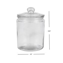 6 pieces of Home Basics Renaissance Collection Medium Glass Jar With Easy Grab Knob Handles, Clear