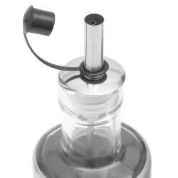 6 pieces of Michael Graves Design Essence 2 Piece 10 Ounce Stainless Steel Oil And Vinegar Set With Clear Glass Bottoms, Silver
