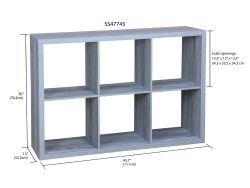 Home Basics 6 Open Cube Organizing Wood Storage Shelf, Grey