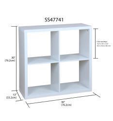 Home Basics 4 Open Cube Organizing Wood Storage Shelf, White