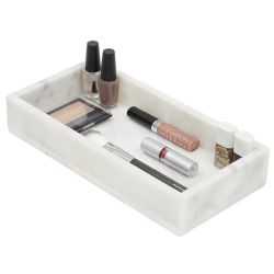 6 pieces of Home Basics Plastic Vanity Tray, White