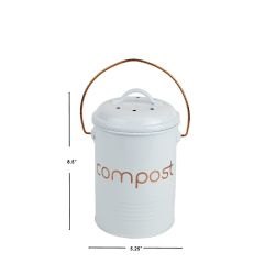 6 pieces of Home Basics Grove Compact Countertop Compost Bin, White