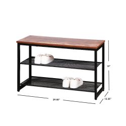 6 pieces of Home Basics Storage Bench With 2 Tier Shoe Rack