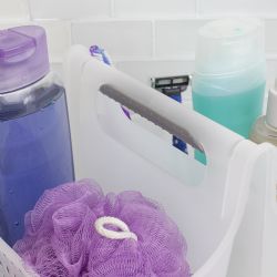 12 pieces of Home Basics Two Compartment Plastic Shower Tote With NoN-Slip Handle