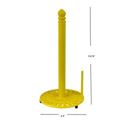 3 pieces of Home Basics Sunflower FreE-Standing Cast Iron Paper Towel Holder With Dispensing Side Bar, Yellow