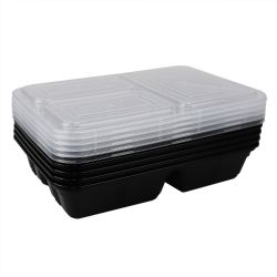 12 pieces of Home Basic 10 Piece 3 Compartment BpA-Free Plastic Meal Prep Containers, Black