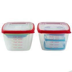 12 pieces of Home Basics 16 Piece Nesting Plastic Food Storage Container Set With MultI-Color SnaP-On Lids