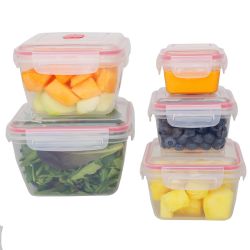 12 pieces of Home Basics 10 Piece Locking Square Plastic Food Storage Containers With Ventilated SnaP-On Lids, Red
