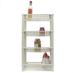 10 pieces of Home Basics 4-Tier Plastic Standing Baskets, White