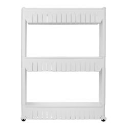 4 pieces Home Basics 3 Tier Plastic Storage Tower With Wheels, White - Storage & Organization