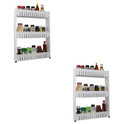 4 pieces Home Basics 3 Tier Plastic Storage Tower With Wheels, White - Storage & Organization