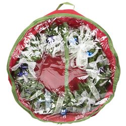 12 pieces of Home Basics Textured Pvc 30" Christmas Wreath Bag, Red/green
