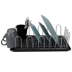 6 Wholesale Home Basics Large Capacity Wire Dish Rack, Black