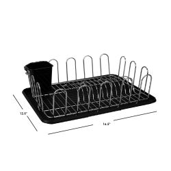 6 Wholesale Home Basics Large Capacity Wire Dish Rack, Black