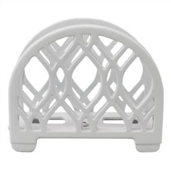 6 pieces of Home Basics Iris Arch Vertical Upright Cast Iron Napkin Holder, White
