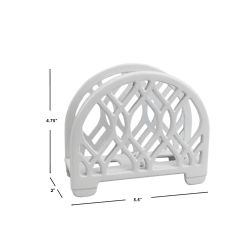 6 pieces of Home Basics Iris Arch Vertical Upright Cast Iron Napkin Holder, White