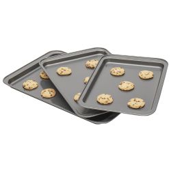 12 Wholesale Home Basics 3 Piece NoN-Stick Cookie Sheet Set