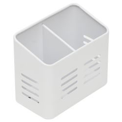 12 Wholesale Home Basics  Dual Compartment Stainless Steel Cutlery Holder, White