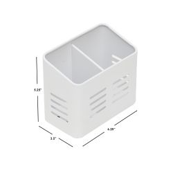 12 Wholesale Home Basics  Dual Compartment Stainless Steel Cutlery Holder, White