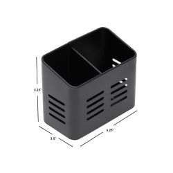 12 Wholesale Home Basics  Dual Compartment Stainless Steel Cutlery Holder, Black