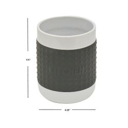 12 Wholesale Home Basics Ceramic Utensil Holder with Rubber Center, White