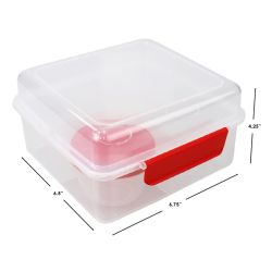 12 Wholesale Home Basics Locking MultI-Compartment Plastic Lunch Box With Small Food Storage Container, Red