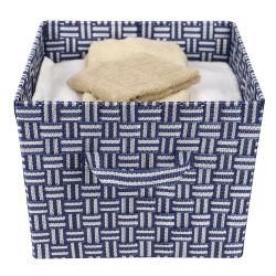 6 pieces of Home Basics Striped X-Large Woven Strap Open Bin, Blue
