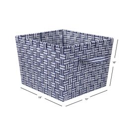6 pieces of Home Basics Striped X-Large Woven Strap Open Bin, Blue