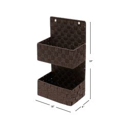 6 Wholesale Home Basics 2 Tier Hanging Woven Bins, Brown