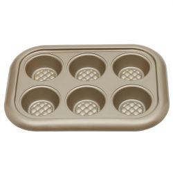 12 pieces of Home Basics Aurelia NoN-Stick 6-Cup Carbon Steel Muffin Pan, Gold