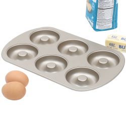 12 Wholesale Home Basics Aurelia NoN-Stick 6-Cavity Carbon Steel Donut Pan, Gold
