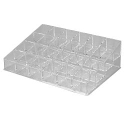 12 pieces Home Basics 24 Compartment Transparent Plastic Cosmetic Makeup and Nail Polish Storage Organizer Holder, Clear - Storage & Organization