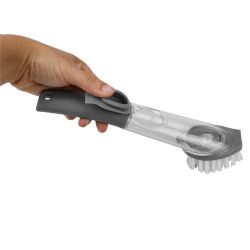 24 pieces of Home Basics Soap Dispensing Plastic Dish Brush With No Slip Grip Handle, Grey