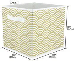12 pieces of Home Basics Metallic Scallop Collapsible NoN-Woven Storage Cube, Gold