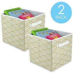 12 pieces of Home Basics Metallic Scallop Collapsible NoN-Woven Storage Cube, Gold