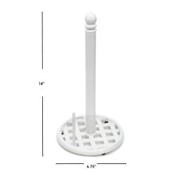 3 Wholesale Home Basics Weave Freestanding Cast Iron Paper Towel Holder with Dispensing Side Bar, White