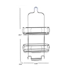 6 pieces of Home Basics No Slip  2 Tier Steel Shower Caddy, Chrome