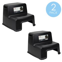 12 Wholesale Home Basics 2 Step Plastic Stool With SliP-Resistant Rubber Top And Easy Grip Handles