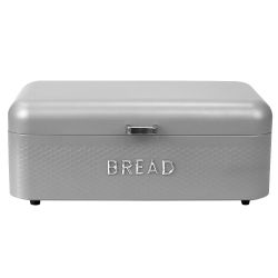4 Wholesale Home Basics Soho Steel Bread Box, Grey