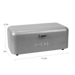 4 Wholesale Home Basics Soho Steel Bread Box, Grey